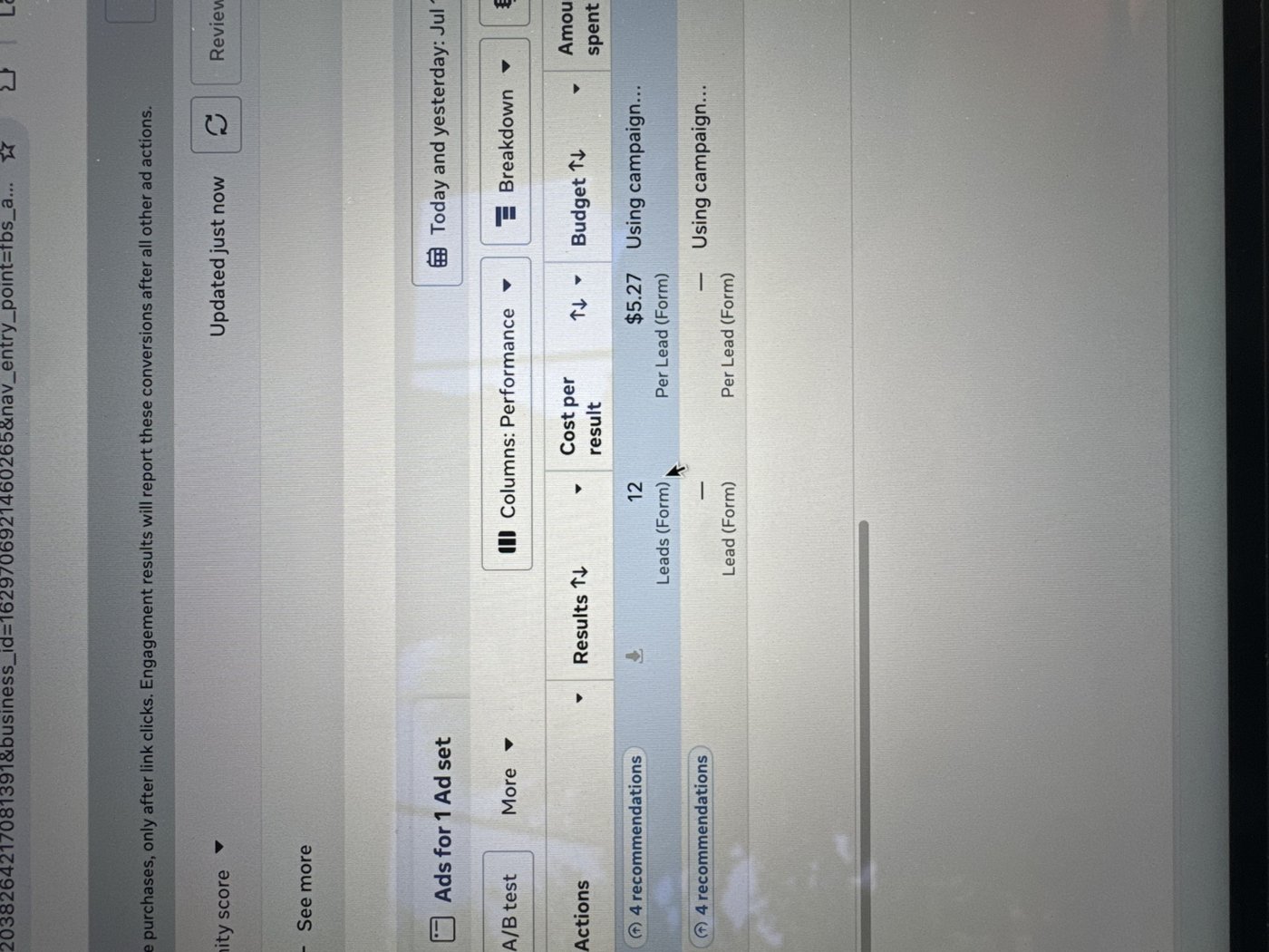 12 form leads at $5.27 each in two days.